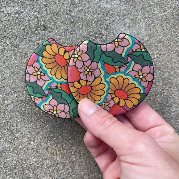 Floral 70’s Car Coasters | Car Accessories | Car Coaster | Coaster Set - Picture 5 of 9